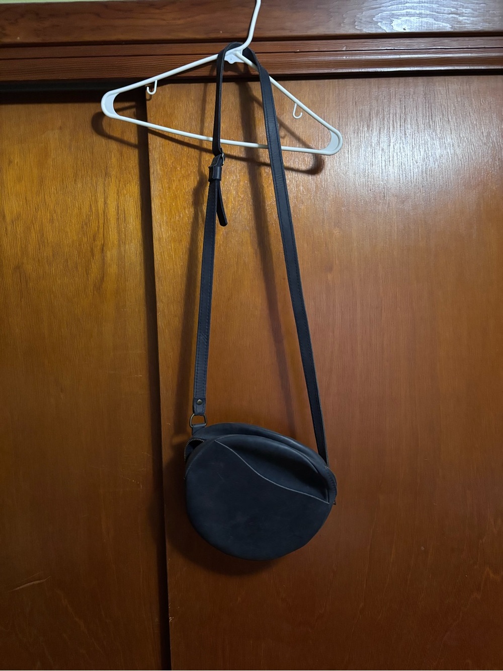 Portland Leather Blue RoundCrossbody Bag